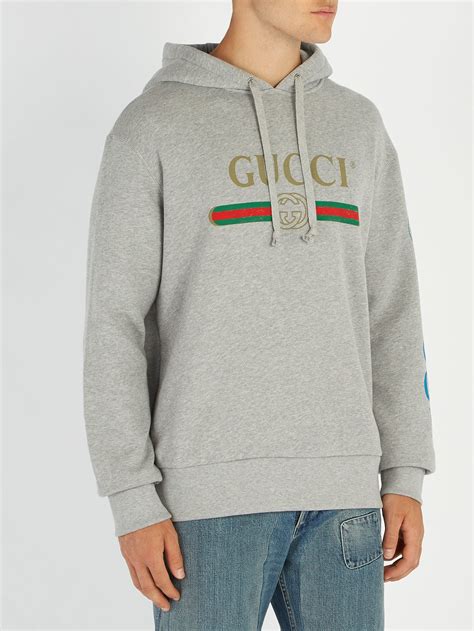 Gucci Vintage Logo Dragon Embroidered Pullover Hoodie Grey 